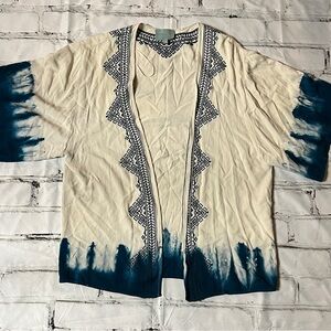 Skies are Blue Bohemian Shibori Style Dyed Kimono Cardigan Cover M
